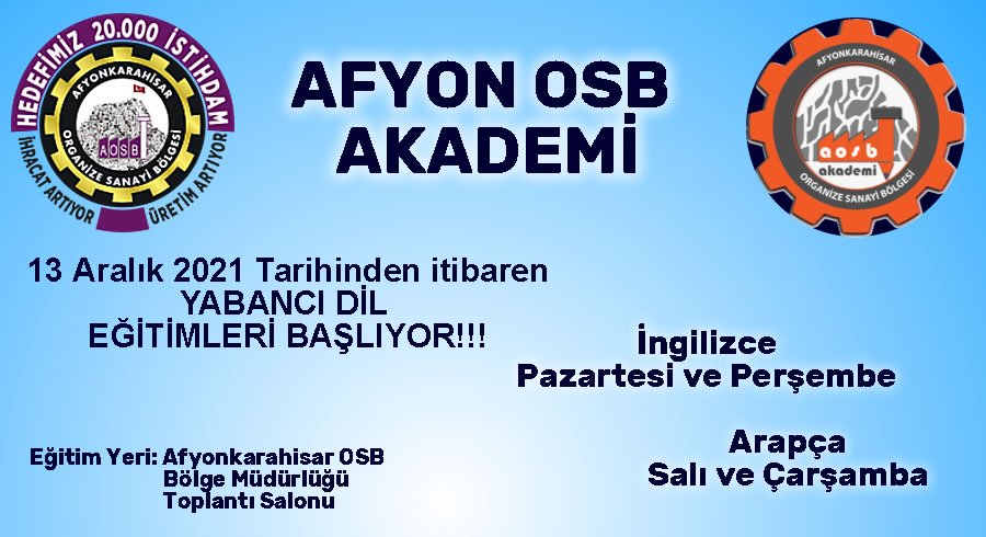 AFYON OSB AKADEMİ EĞİTİMLERİ BAŞLIYOR